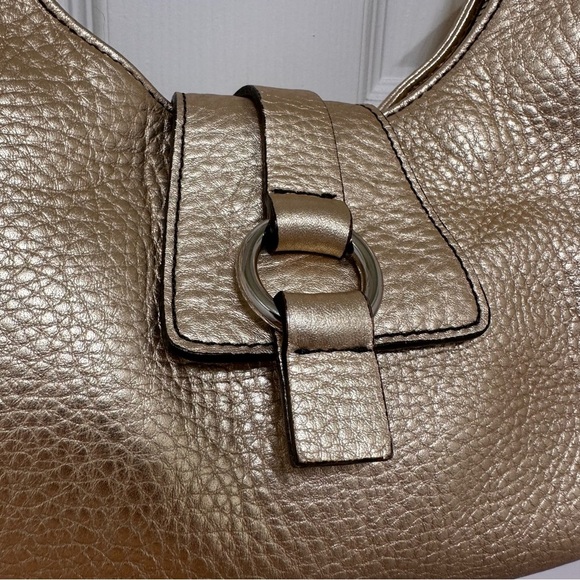 Talbots Metallic Pebbled Leather Hobo Bag Gold - Picture 7 of 10